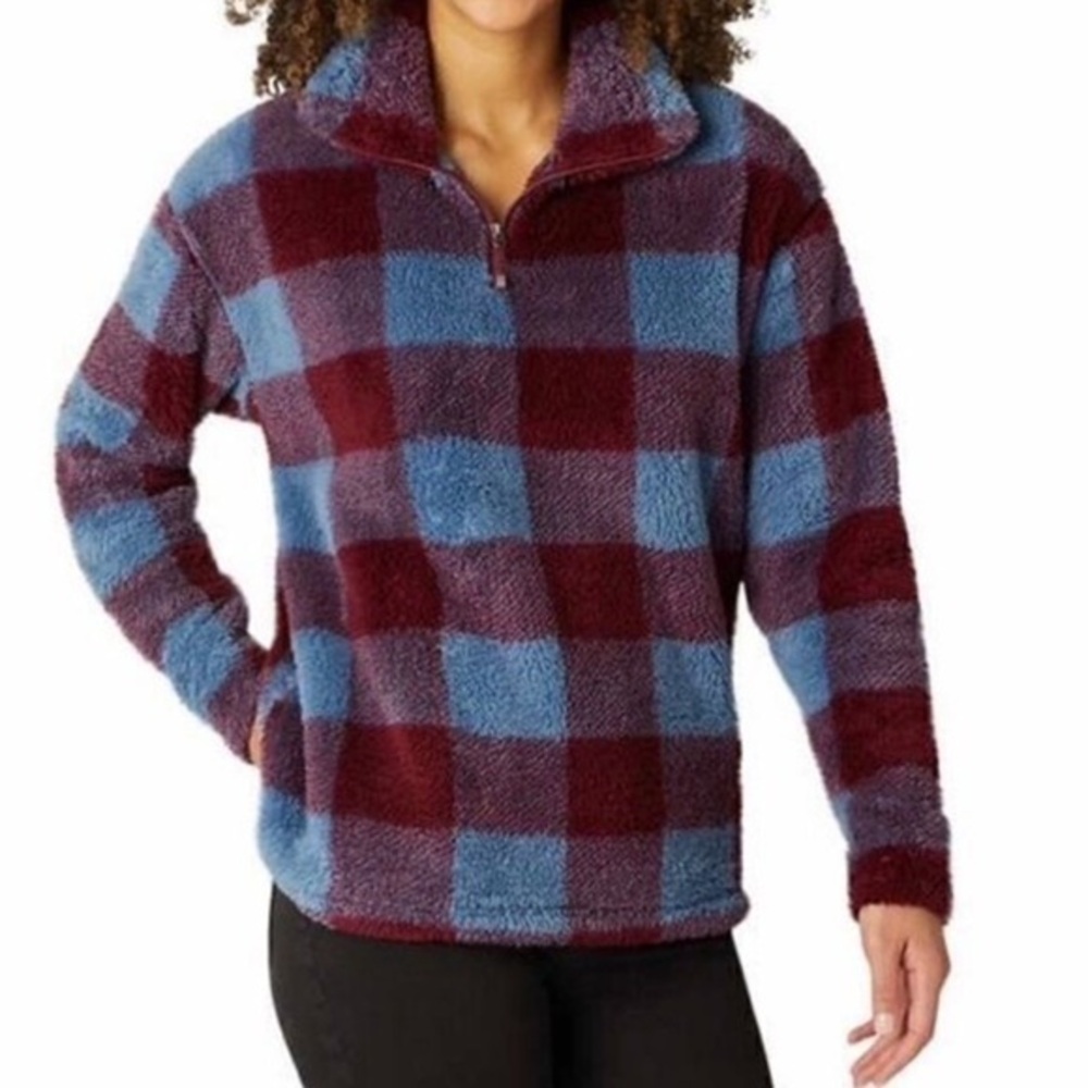 Eddie Bauer Plaid Sweater - Blue and Burgundy